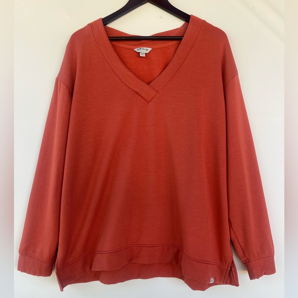 Orvis Women's V-Neck Sweater - Rich Rust Size XXL